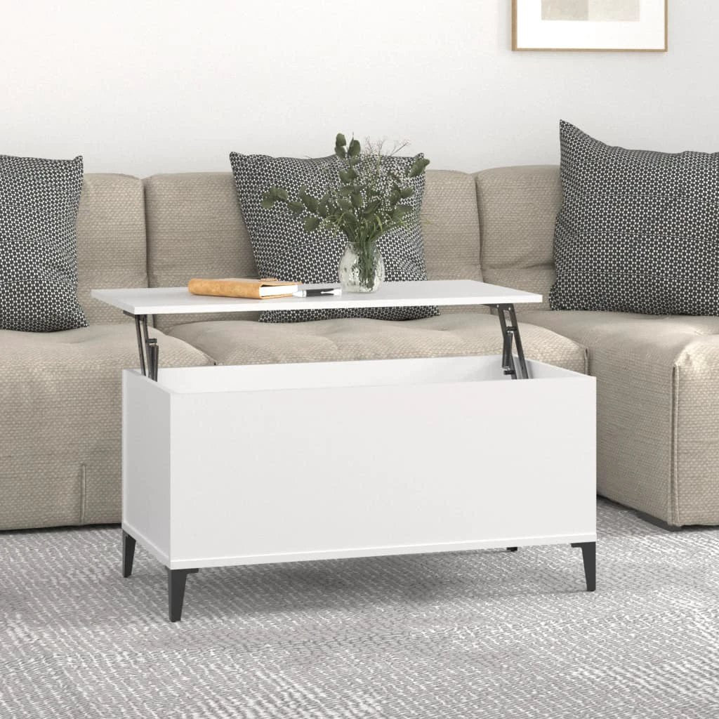 vidaXL Lift Top Coffee Table White 60x44.5x45 cm Engineered Wood With Storage For Living Rooms by vidaXL