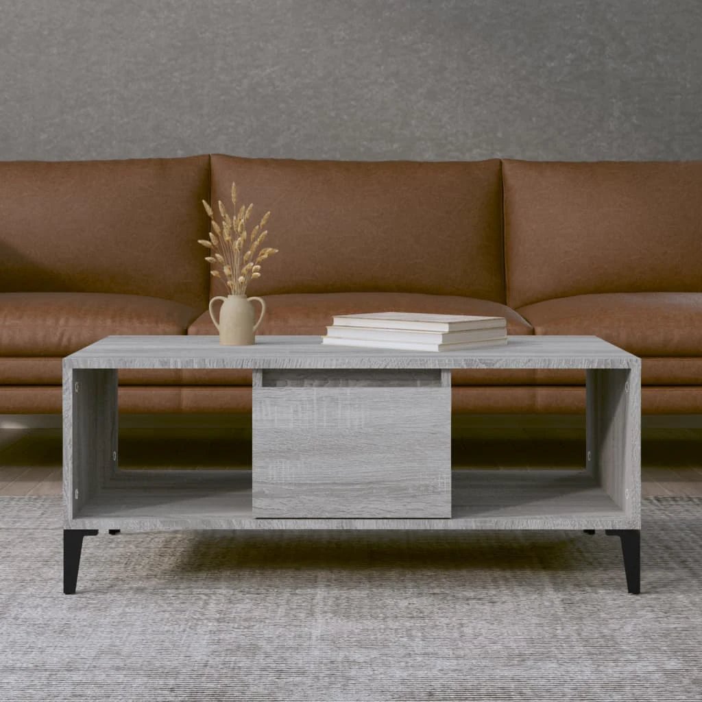 VidaXL Coffee Table 90x50x36.5 cm Engineered Wood With Drawer And Open Shelves For Living Room by vidaXL