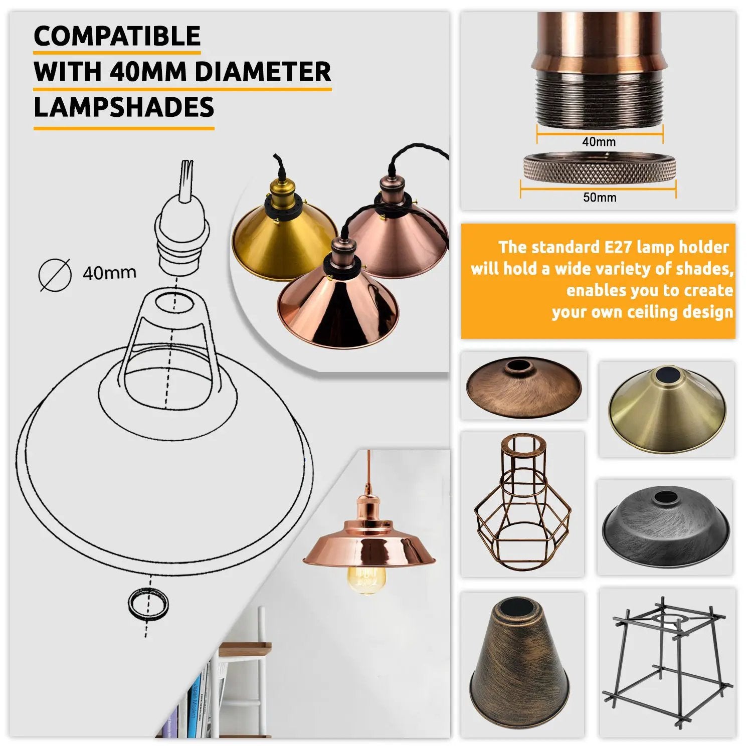 LEDSON 2m Black Twisted Cable Pendant E27 Base Shiny Black Holder~1729 - Pendant Lights