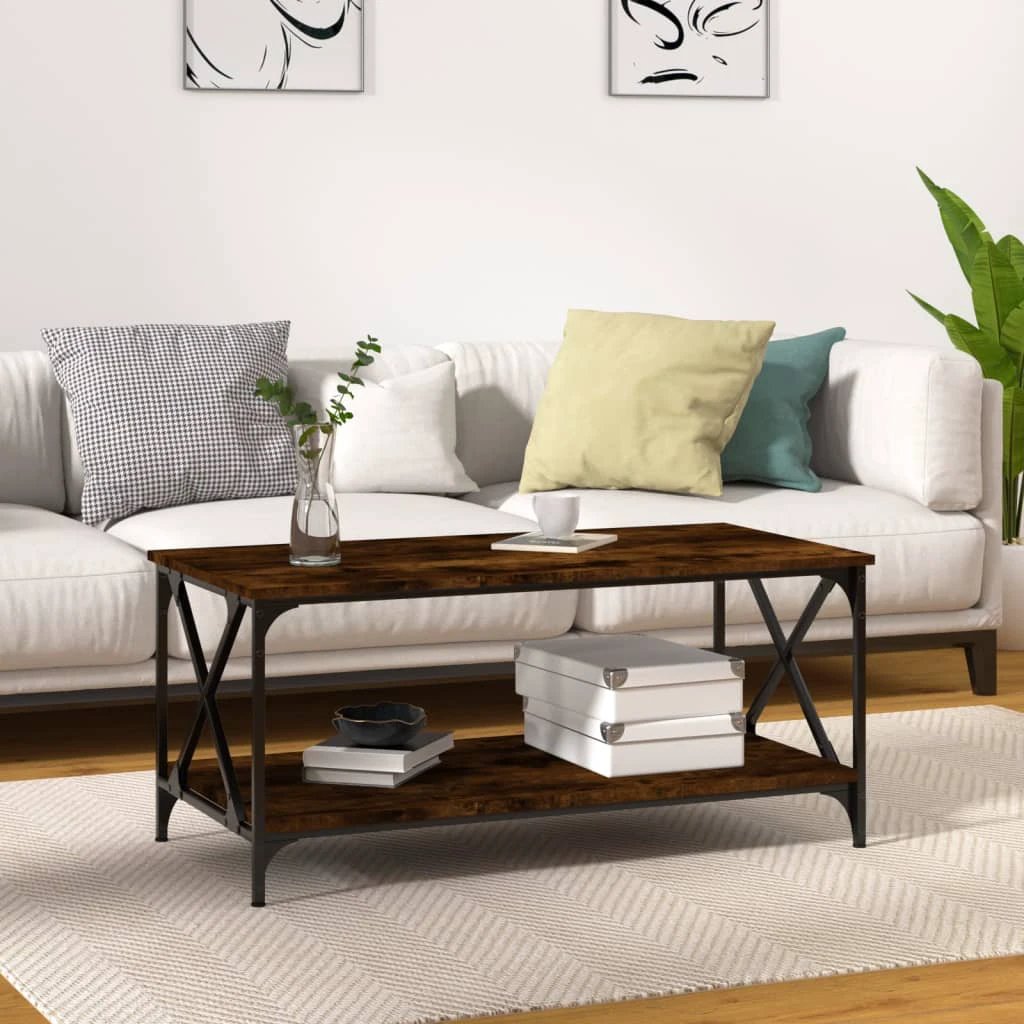 VidaXL Coffee Table 100x50x45 Cm Engineered Wood and Iron Black For Living Room Decor by vidaXL