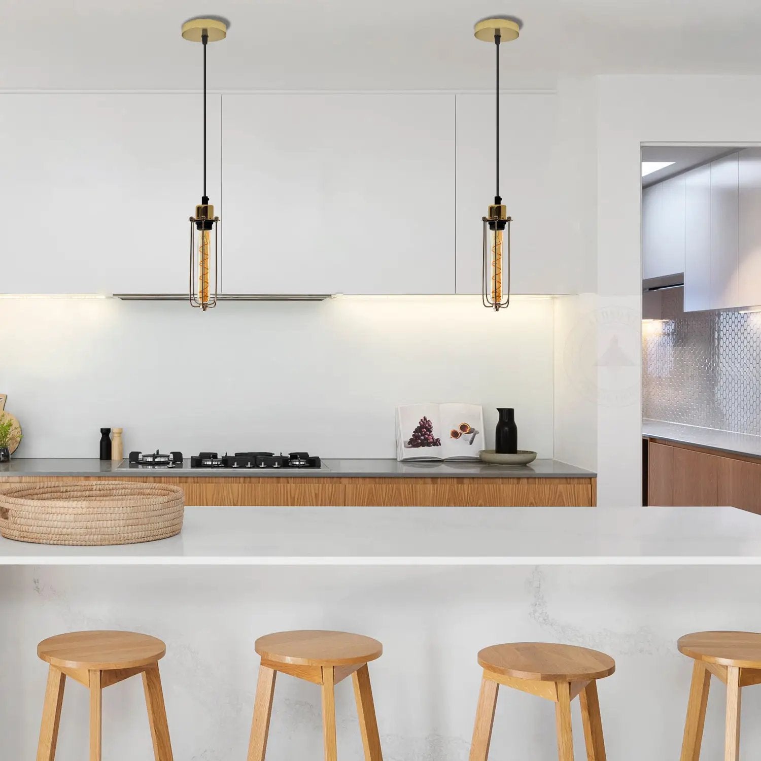 LEDSONE Single Ceiling E27 Pendant Light with Wire Cage - Industrial Vintage Hanging Lamp - Pendant Lights