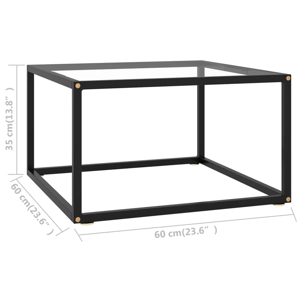 vidaXL vidaXL Coffee Table 60x60x35 cm Tempered Glass Marble Look Durable Black Steel Frame Living Room Decor - Coffee Table