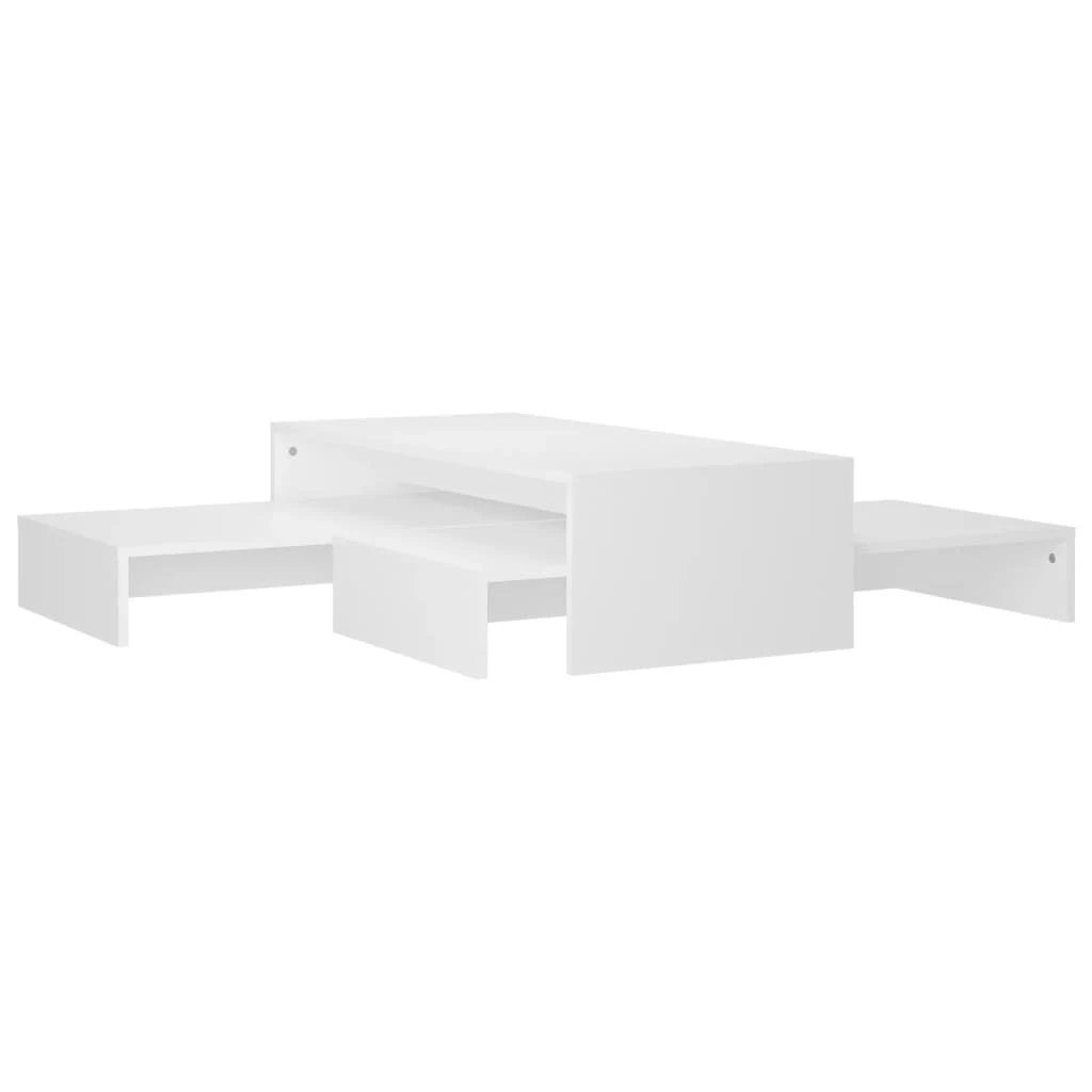 vidaXL Nesting Coffee Table Set 100x100x26.5 cm White Engineered Wood Durable Wide Tabletops For Living Room by vidaXL