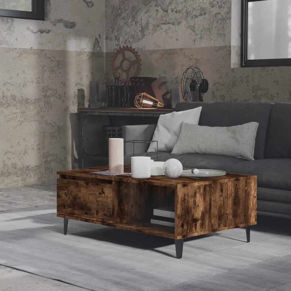 VidaXL Coffee Table 90x60x35 Cm Smoked Oak Engineered Wood For Living Room With Storage Shelf by vidaXL