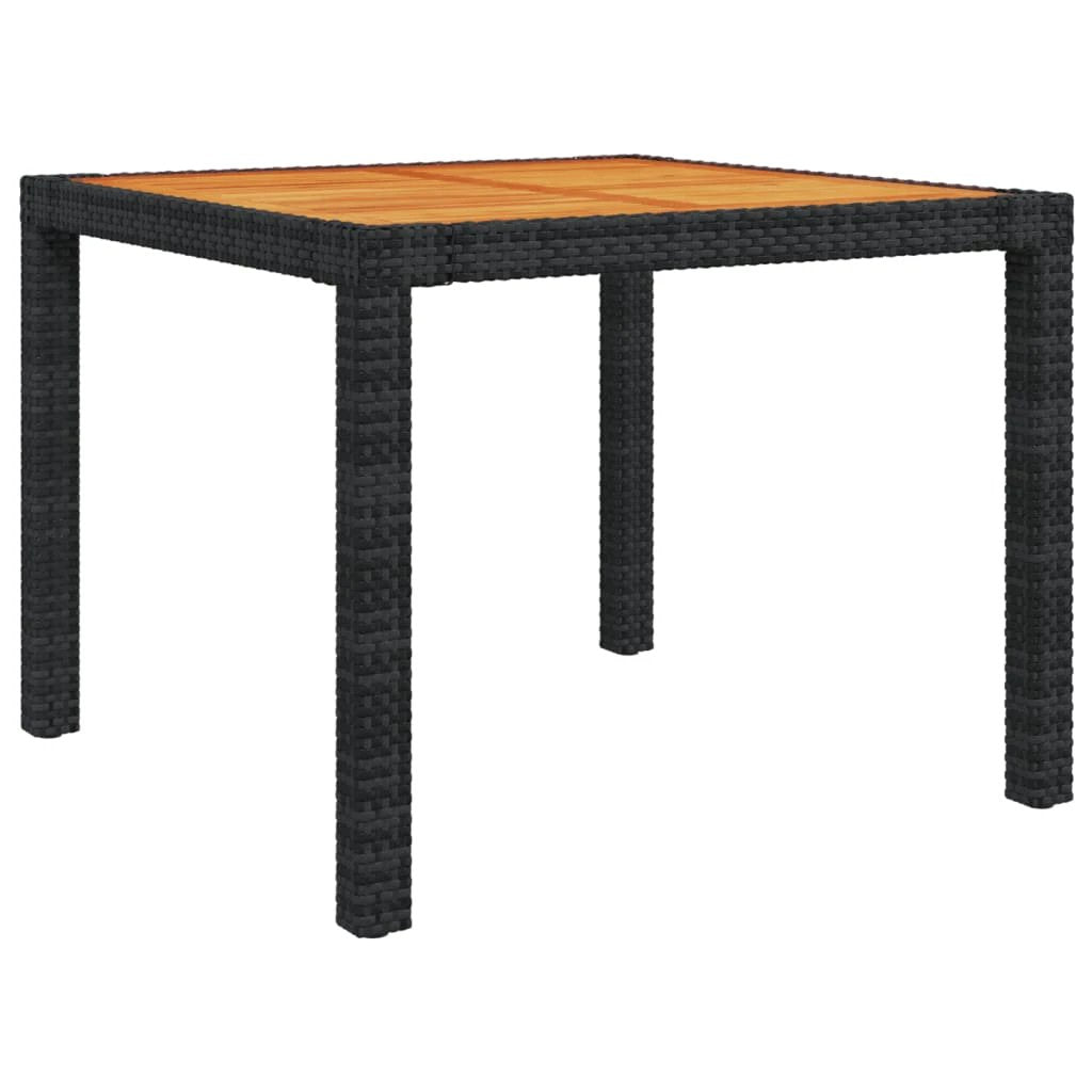 vidaXL Garden Table 90x90x75 cm Poly Rattan and Acacia Wood Black by vidaXL