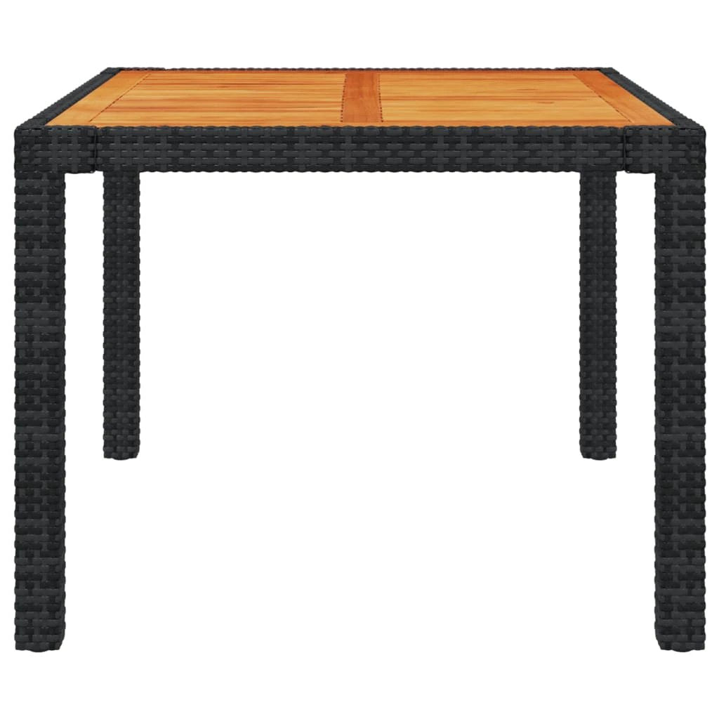 vidaXL Garden Table 90x90x75 cm Poly Rattan and Acacia Wood Black by vidaXL