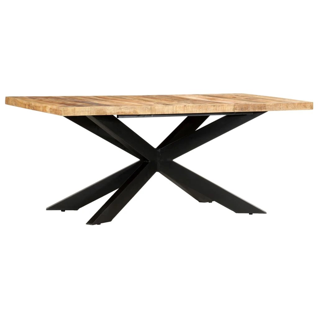vidaXL vidaXL Dining Table 180x90x76 cm Solid Mango Wood with Industrial Steel Frame For Dining Rooms - Dining Table