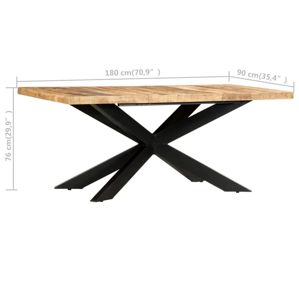 vidaXL Dining Table 180x90x76 cm Solid Mango Wood with Industrial Steel Frame For Dining Rooms by vidaXL