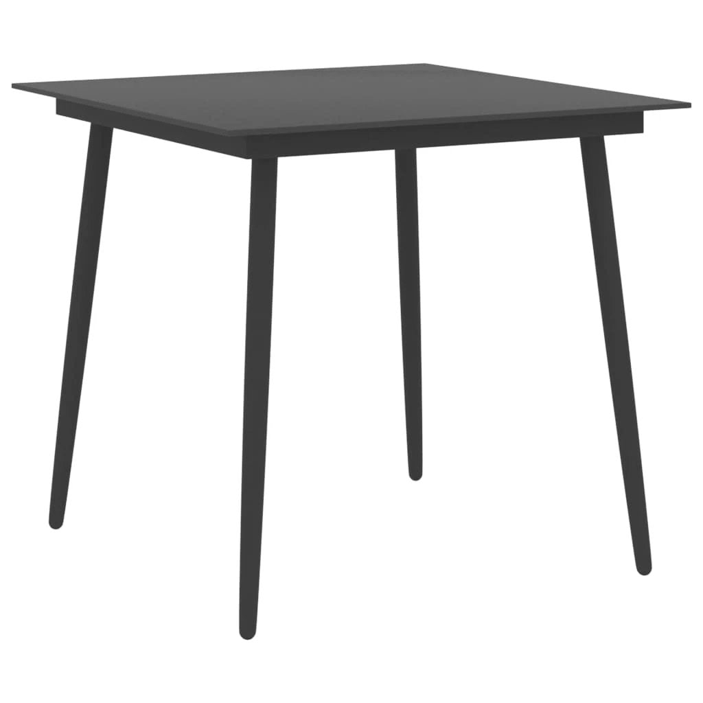 vidaXL VidaXL Garden Dining Table 80x80x74 cm Powder Coated Steel Glass Top Outdoor Patio - Garden Table