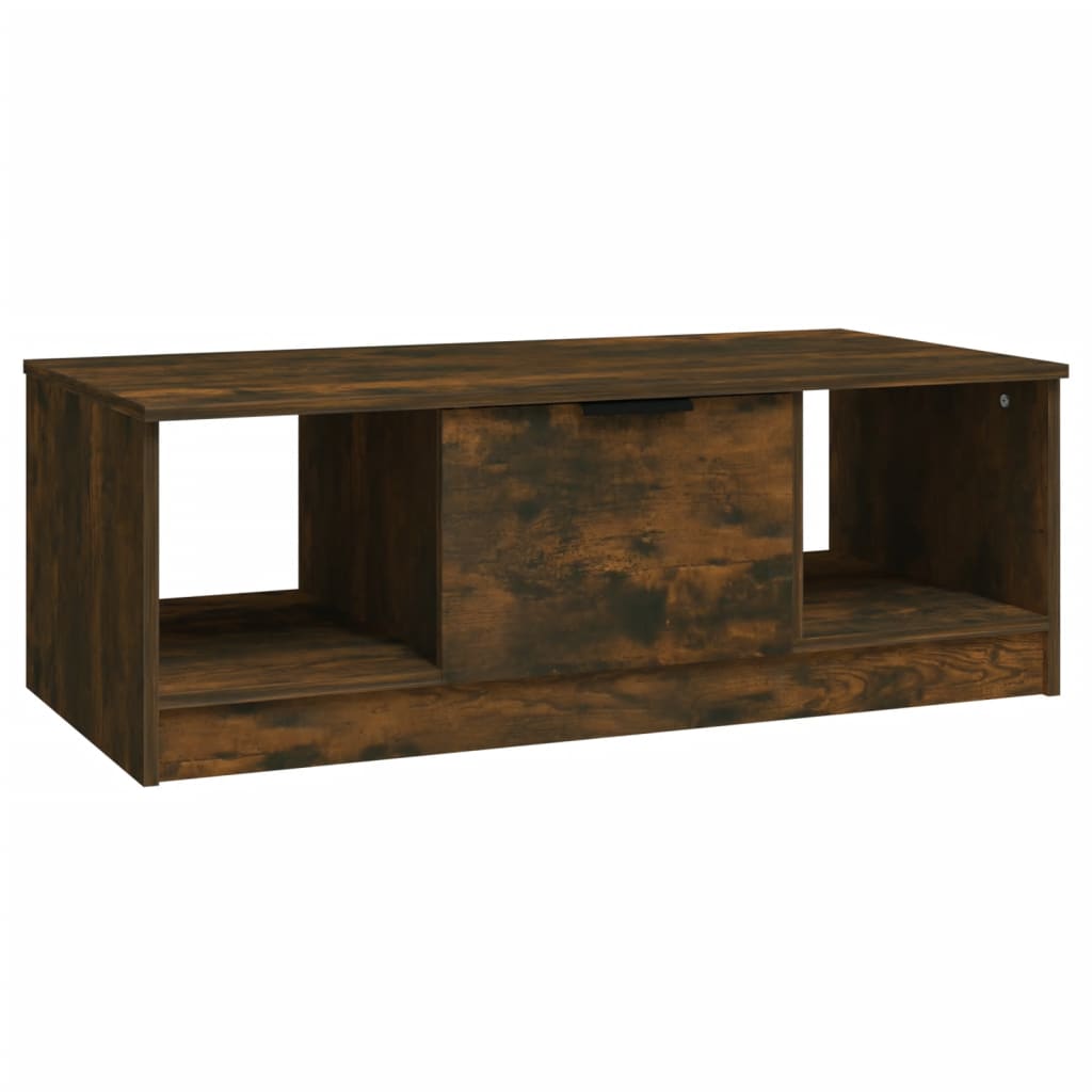 vidaXL VidaXL Coffee Table 102x50x36 cm Three-Compartment Storage Smoked Oak Living Room Decor - Coffee Table