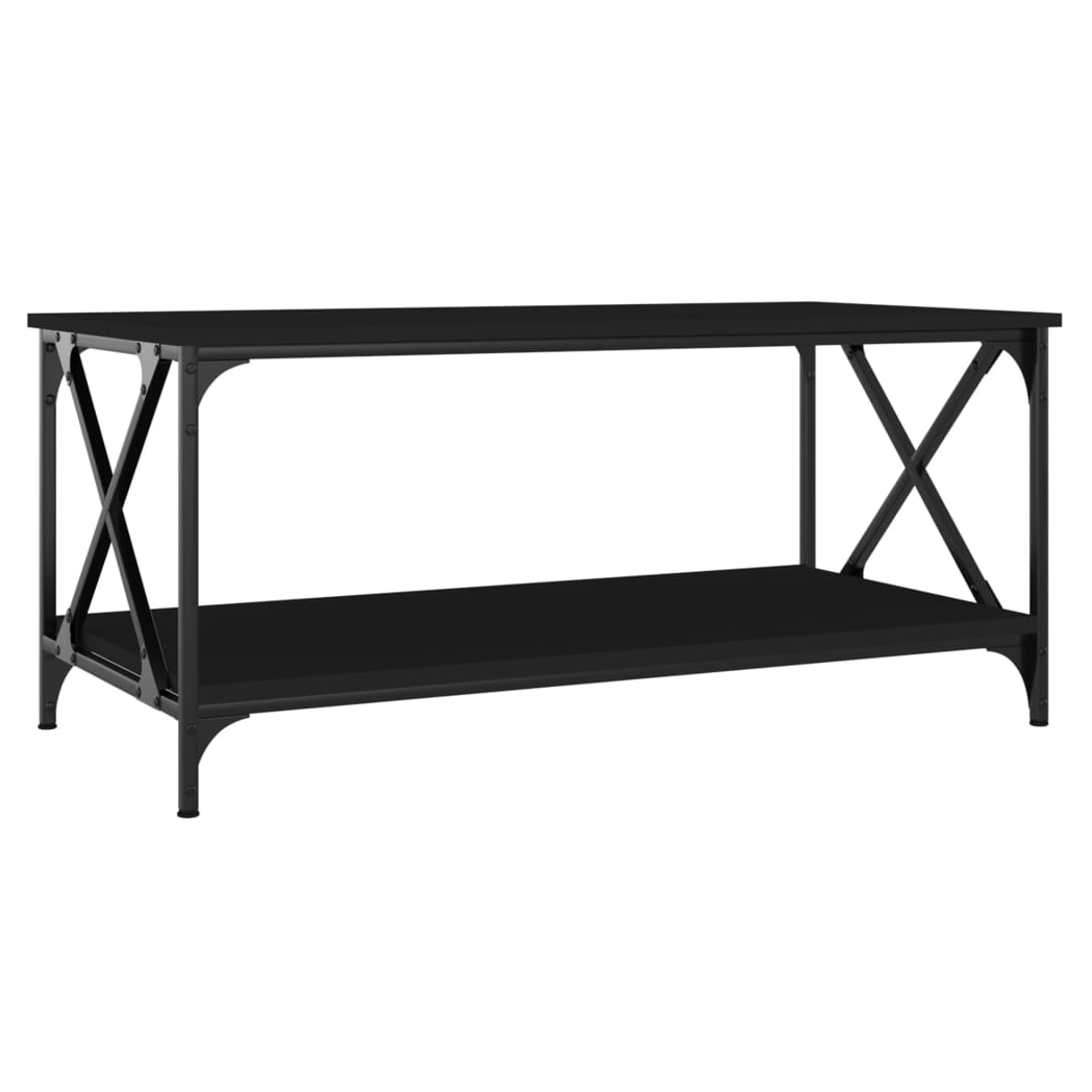 vidaXL VidaXL Coffee Table 100x50x45 Cm Engineered Wood and Iron Black For Living Room Decor - Coffee Table