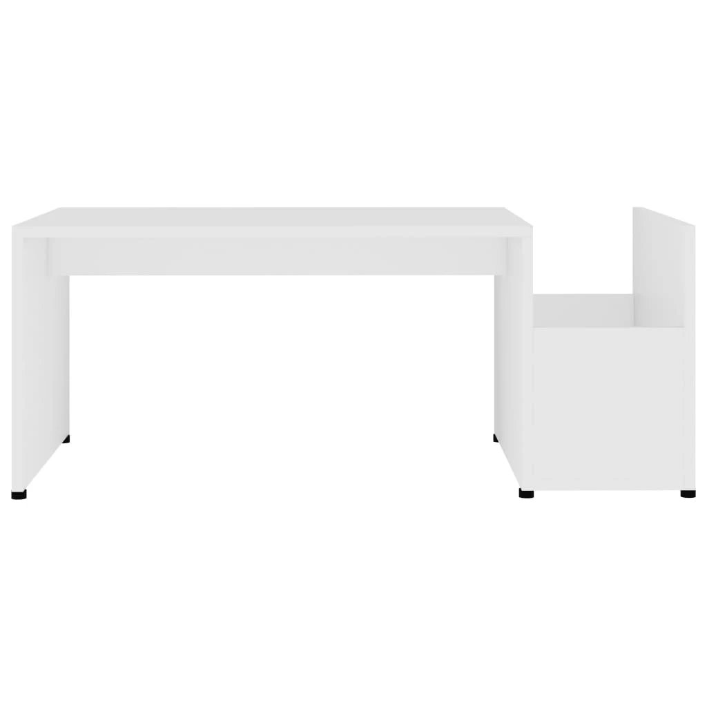 vidaXL VidaXL Coffee Table 90x45x35 Cm White Engineered Wood Openwork Geometric Design With Storage For Modern Living Rooms - Coffee Table