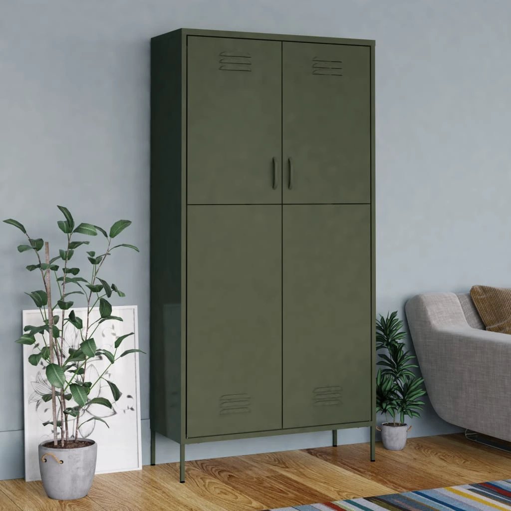 vidaXL Wardrobe Olive Green 90x50x180 cm Steel by vidaXL