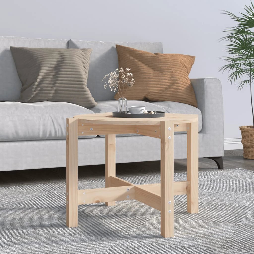 vidaXL VidaXL Coffee Table Diameter 62.5 cm by 45 cm Solid Pine Wood Rustic Living Room Decor - Coffee Table