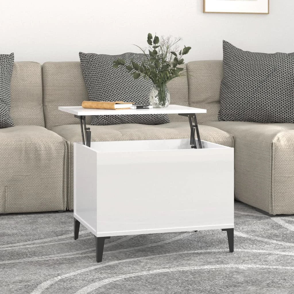 vidaXL vidaXL Lift Top Coffee Table White 60x44.5x45 cm Engineered Wood With Storage For Living Rooms - Coffee Table