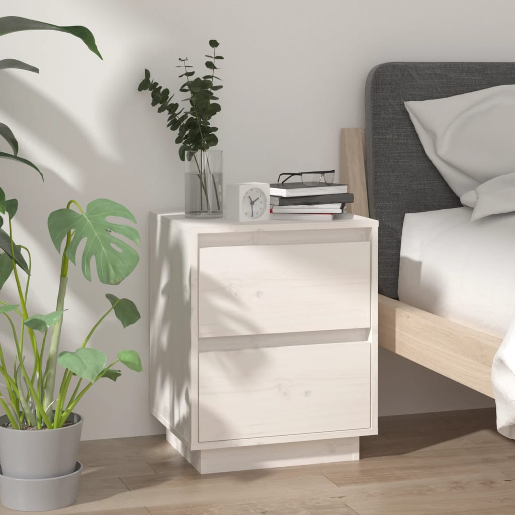 VidaXL Bedside Cabinet 40x35x50 cm Solid Pine Wood With Modern Charm Nightstand For Bedroom Storage by vidaXL