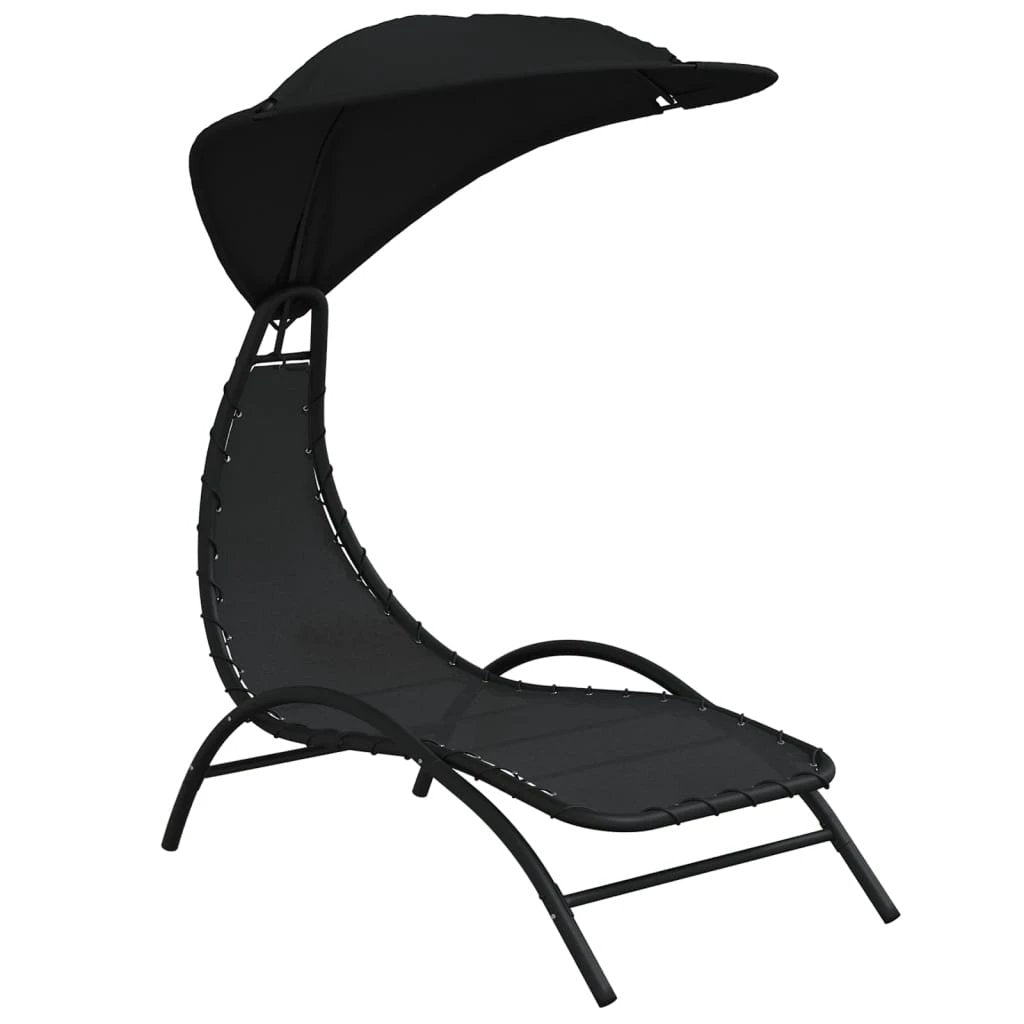 vidaXL Sun Lounger with Canopy Cream 167x80x195 cm Fabric and Steel by vidaXL