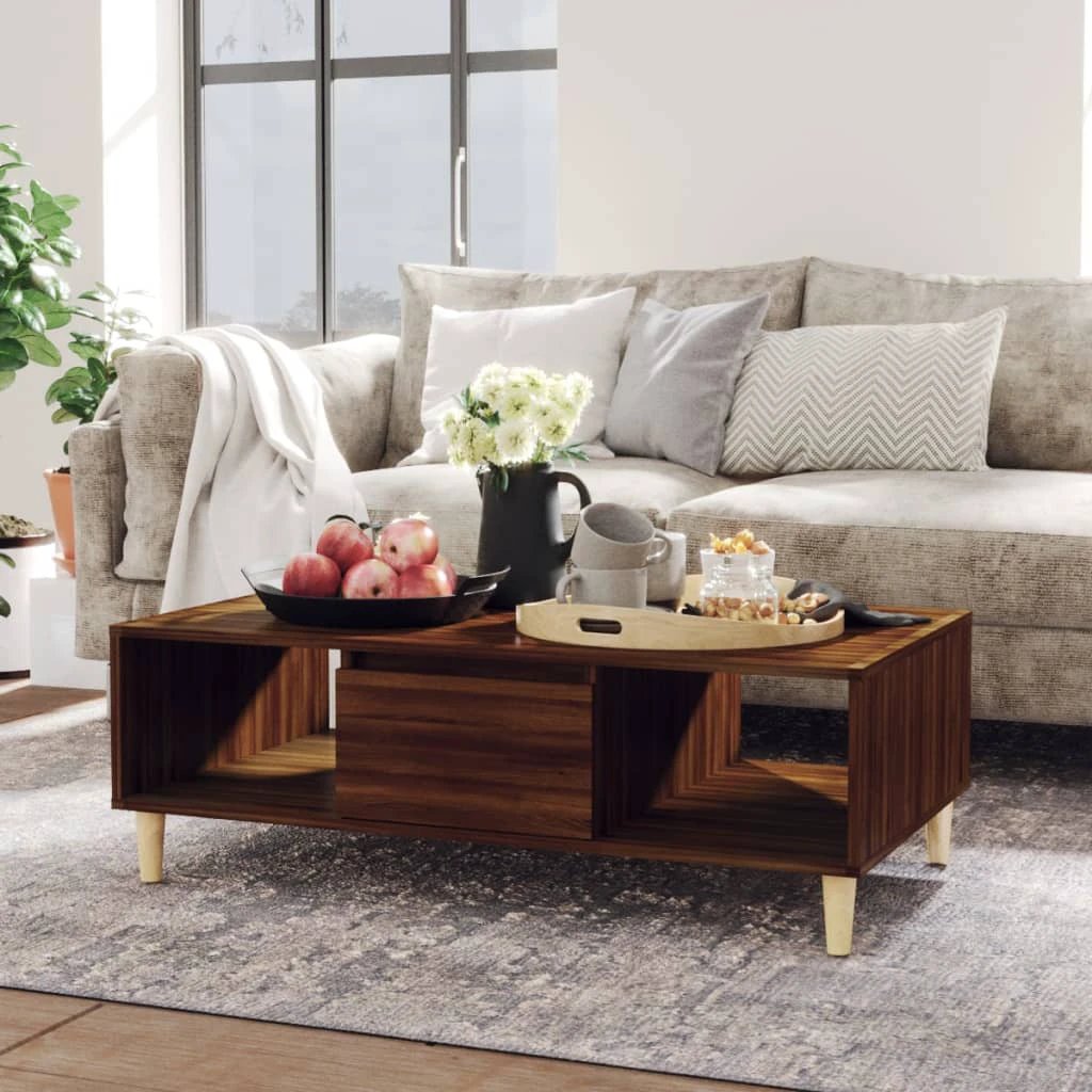VidaXL Coffee Table 103.5x60x35 cm Smoked Oak Storage for Living Room by vidaXL