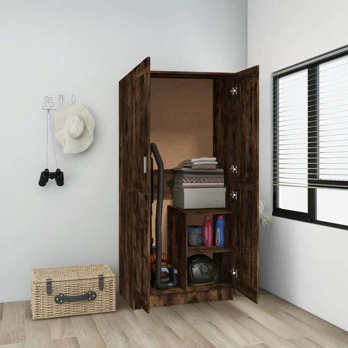 vidaXL Engineered Wood Wardrobe 82.5x51.5x180 cm Smoked Oak Finish with Ample Storage for Home Organization by vidaXL