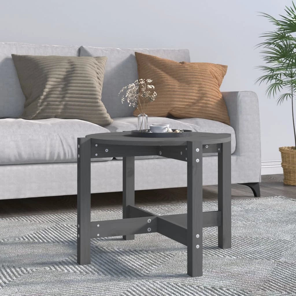 VidaXL Coffee Table Diameter 62.5 cm by 45 cm Solid Pine Wood Rustic Living Room Decor by vidaXL