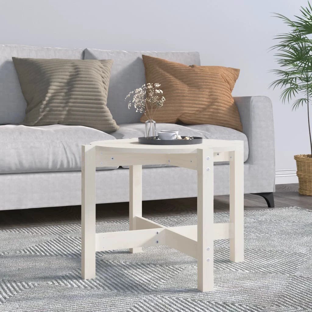 VidaXL Coffee Table Diameter 62.5 cm by 45 cm Solid Pine Wood Rustic Living Room Decor by vidaXL