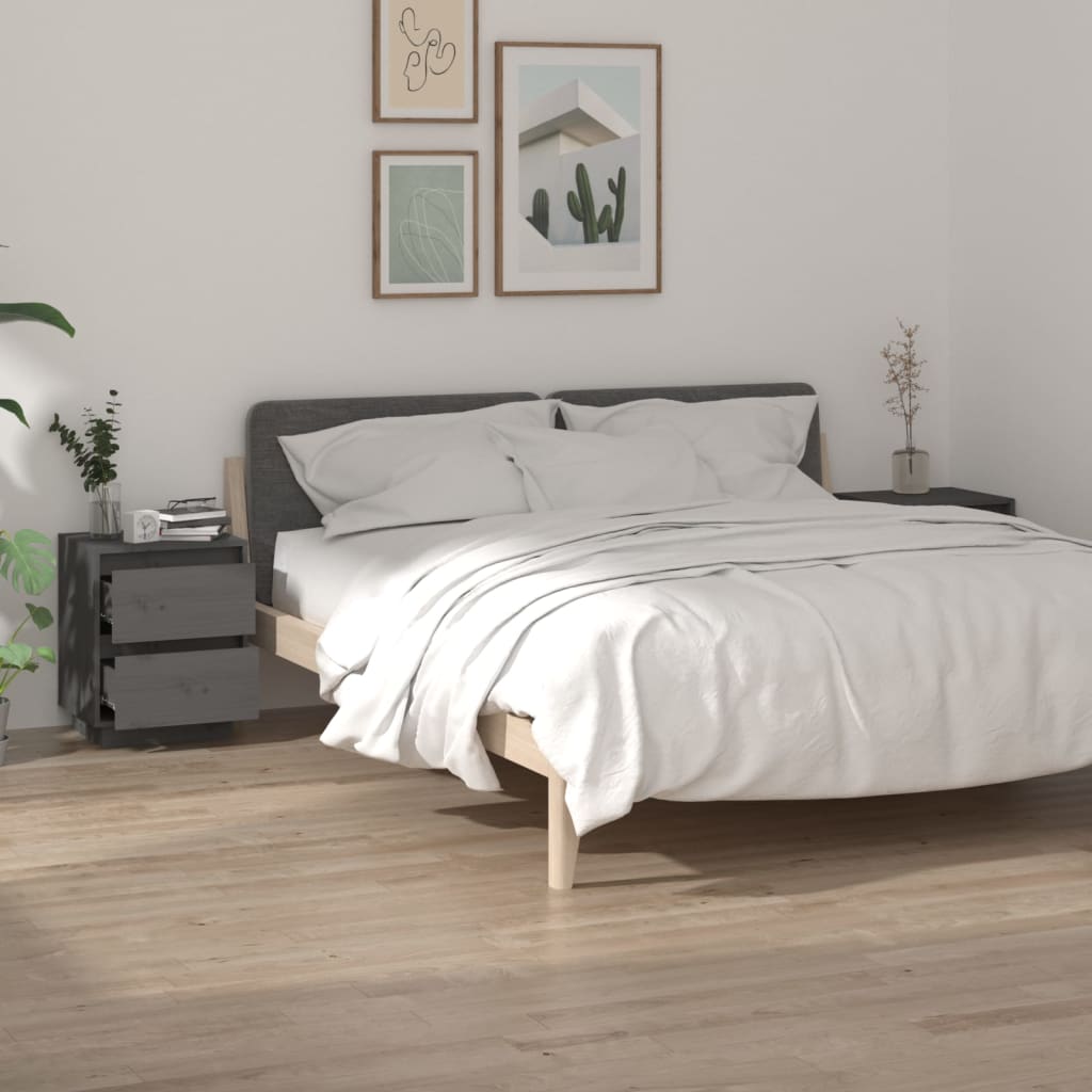vidaXL VidaXL Bedside Cabinet 40x35x50 cm Solid Pine Wood With Modern Charm Nightstand For Bedroom Storage - Bedside Table