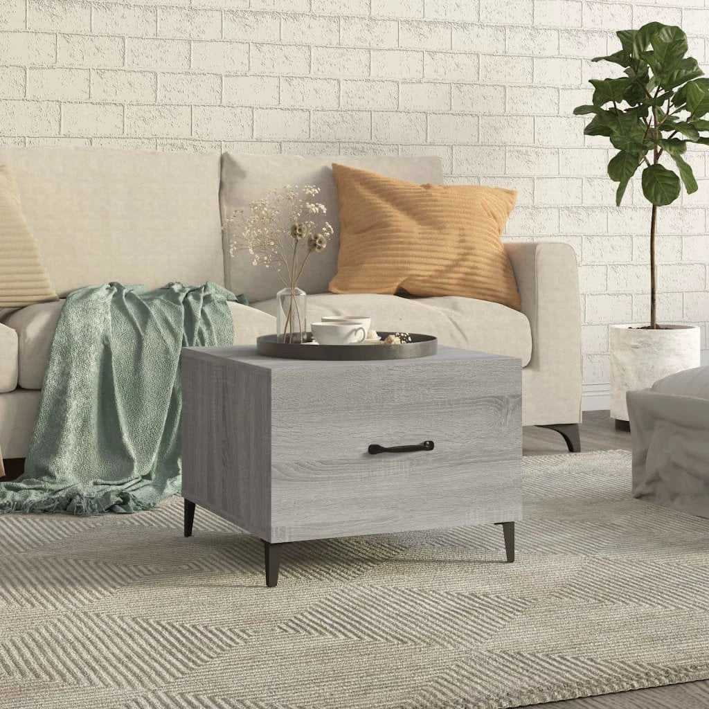 VidaXL Coffee Table 50x50x40 cm Smoked Oak Top With Metal Legs Living Room Decor by vidaXL