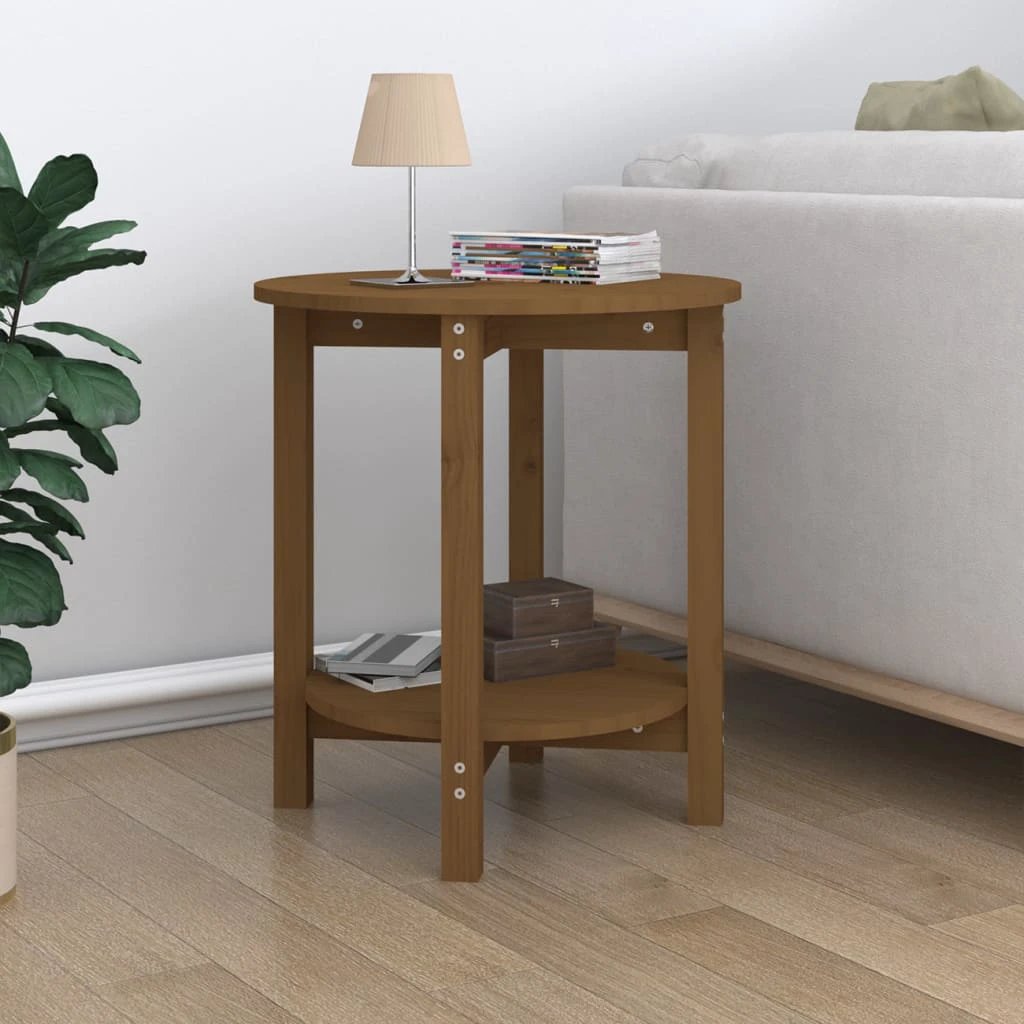 vidaXL VidaXL Coffee Table Diameter 55x60 cm Solid Pine Wood Rustic Finish For Living Room Decor - Coffee Table