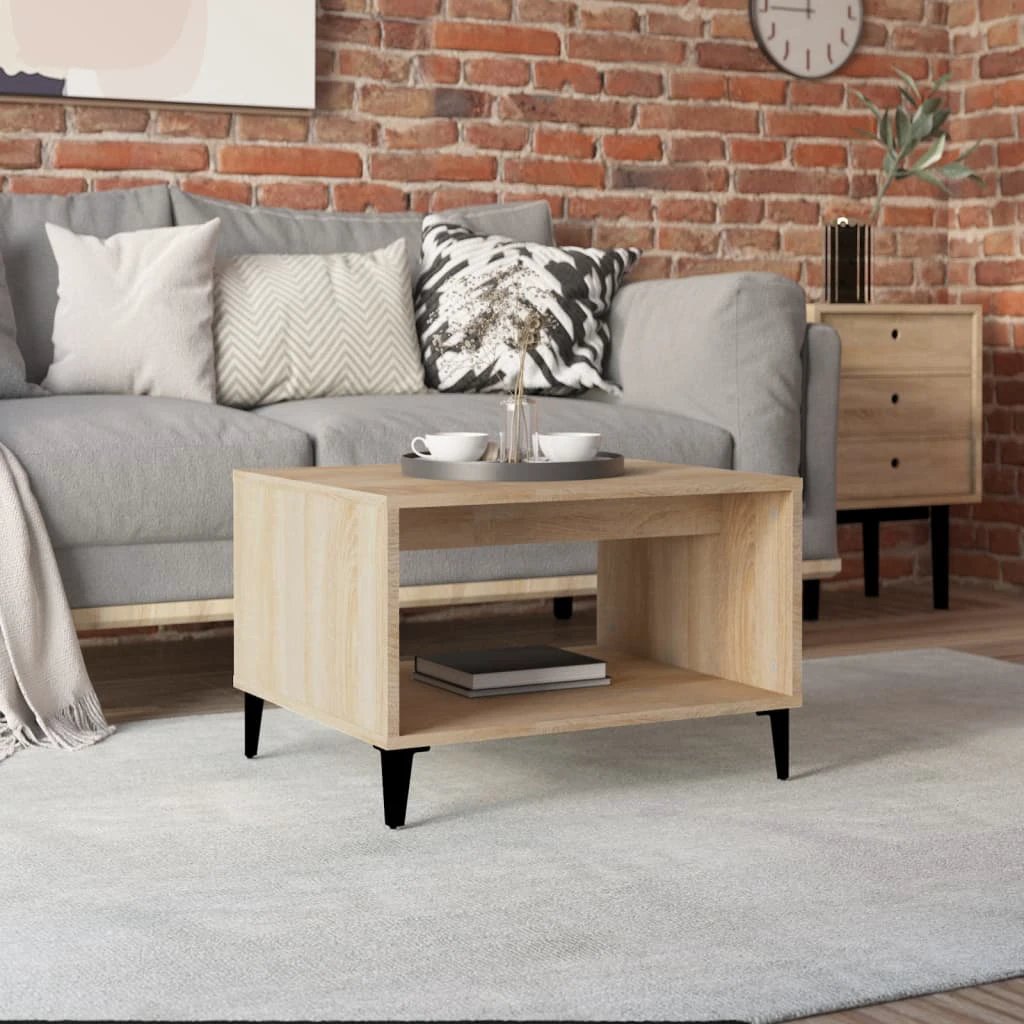 vidaXL VidaXL Coffee Table 60x50x40 Cm Smoked Oak Finish Engineered Wood For Modern Living Rooms - Coffee Table