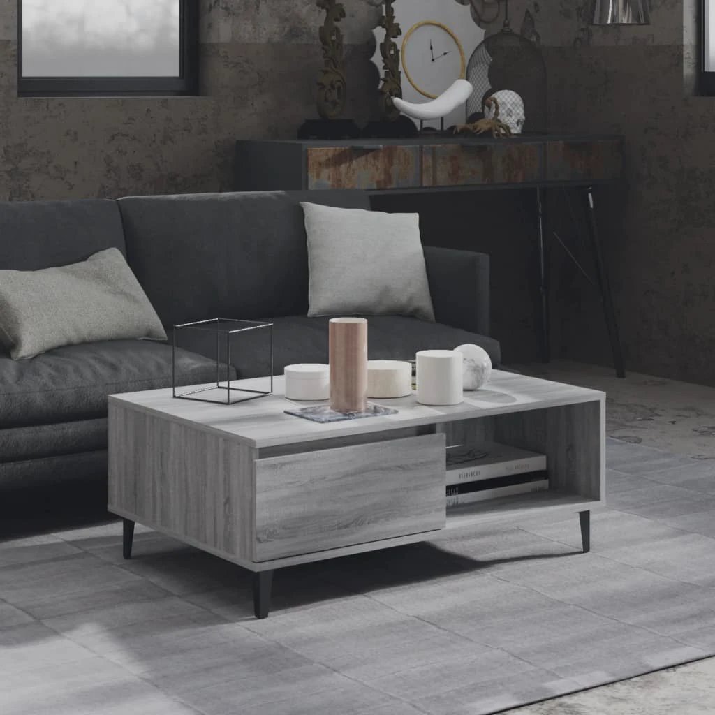 VidaXL Coffee Table 90x60x35 Cm Smoked Oak Engineered Wood For Living Room With Storage Shelf by vidaXL