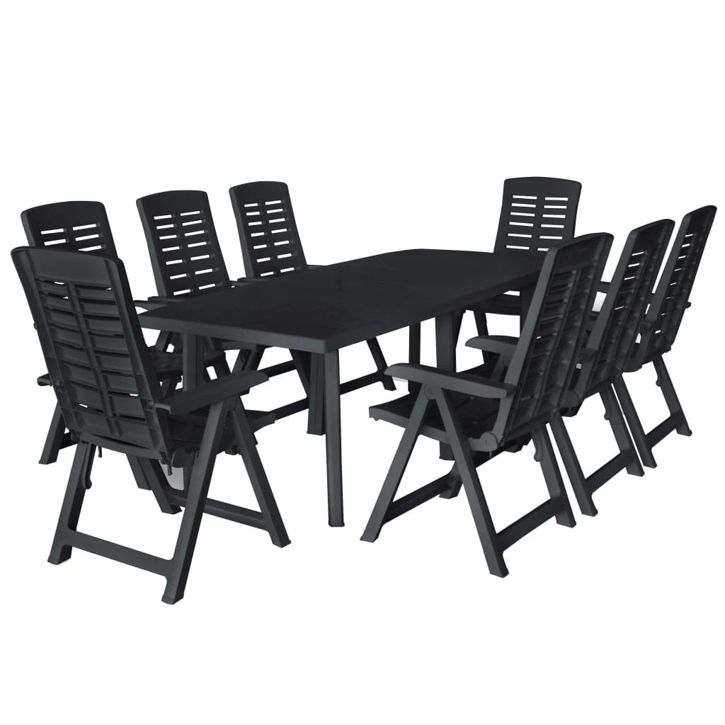 vidaXL VidaXL Outdoor Dining Set 9 Lightweight Plastic Anthracite - Garden Set