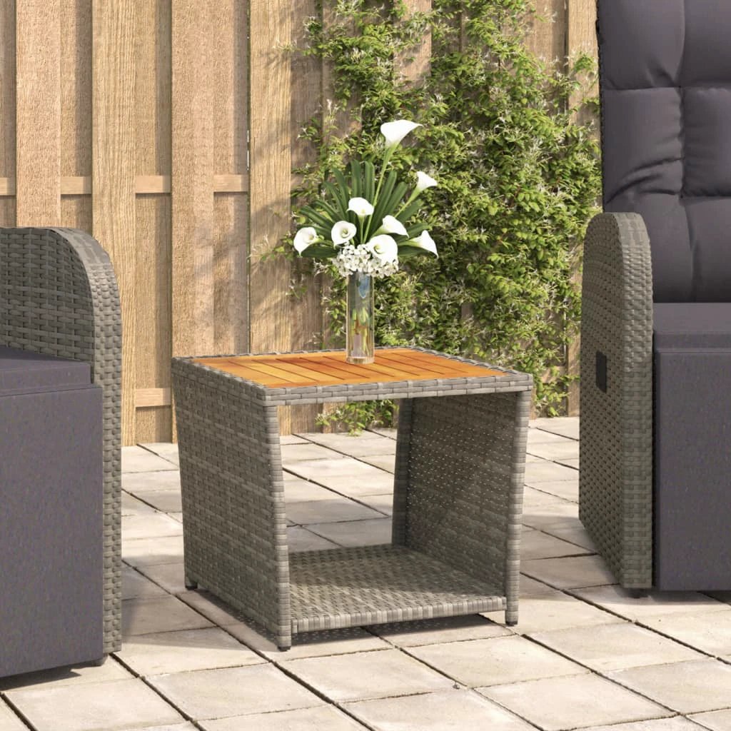 vidaXL vidaXL Coffee Table 45x45x40 cm Poly Rattan Glass Top Weather Resistant Outdoor Patio - Coffee Table