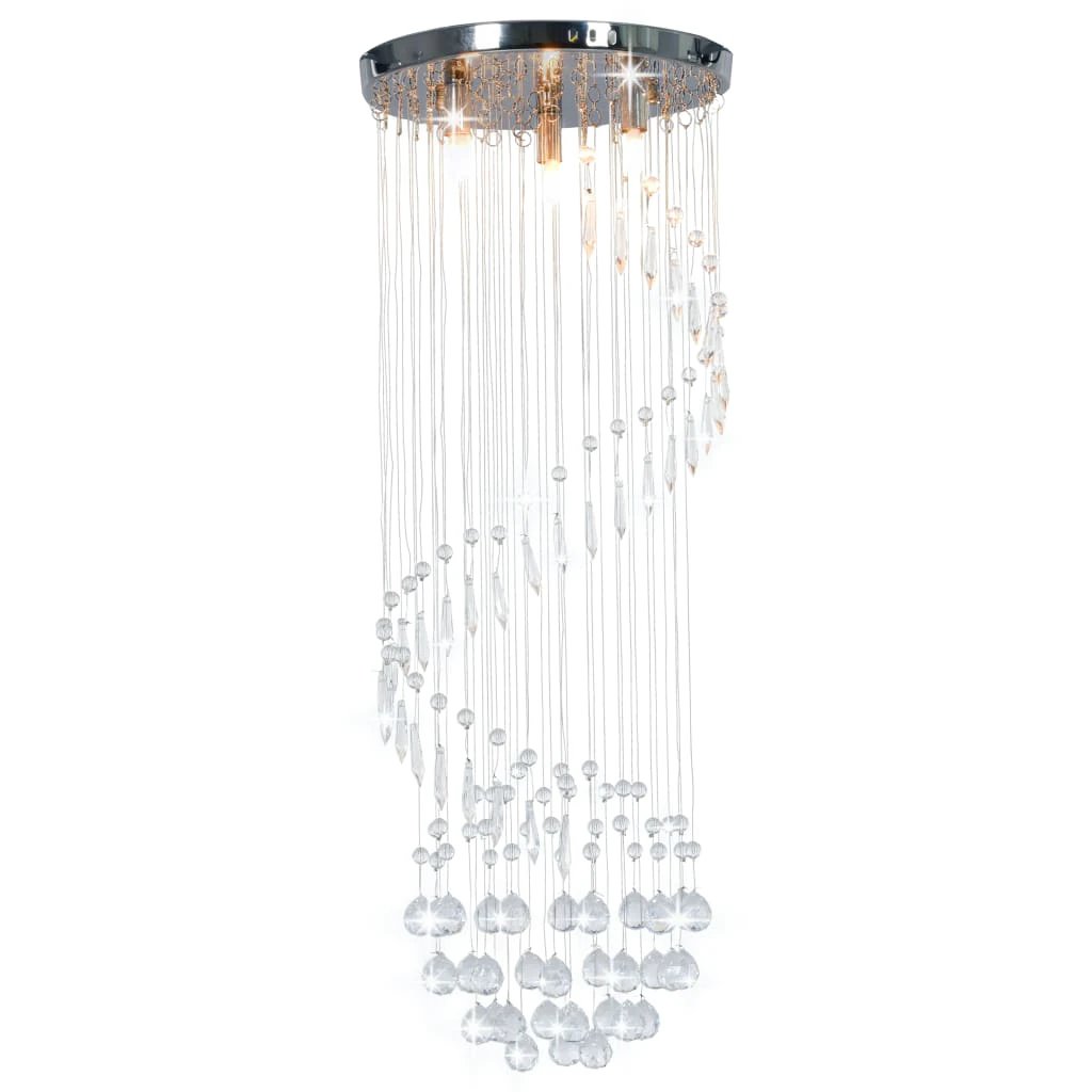 vidaXL Ceiling Lamp Crystal Beads Silver Spiral G9 Elegant Home Decor Statement Lighting by vidaXL
