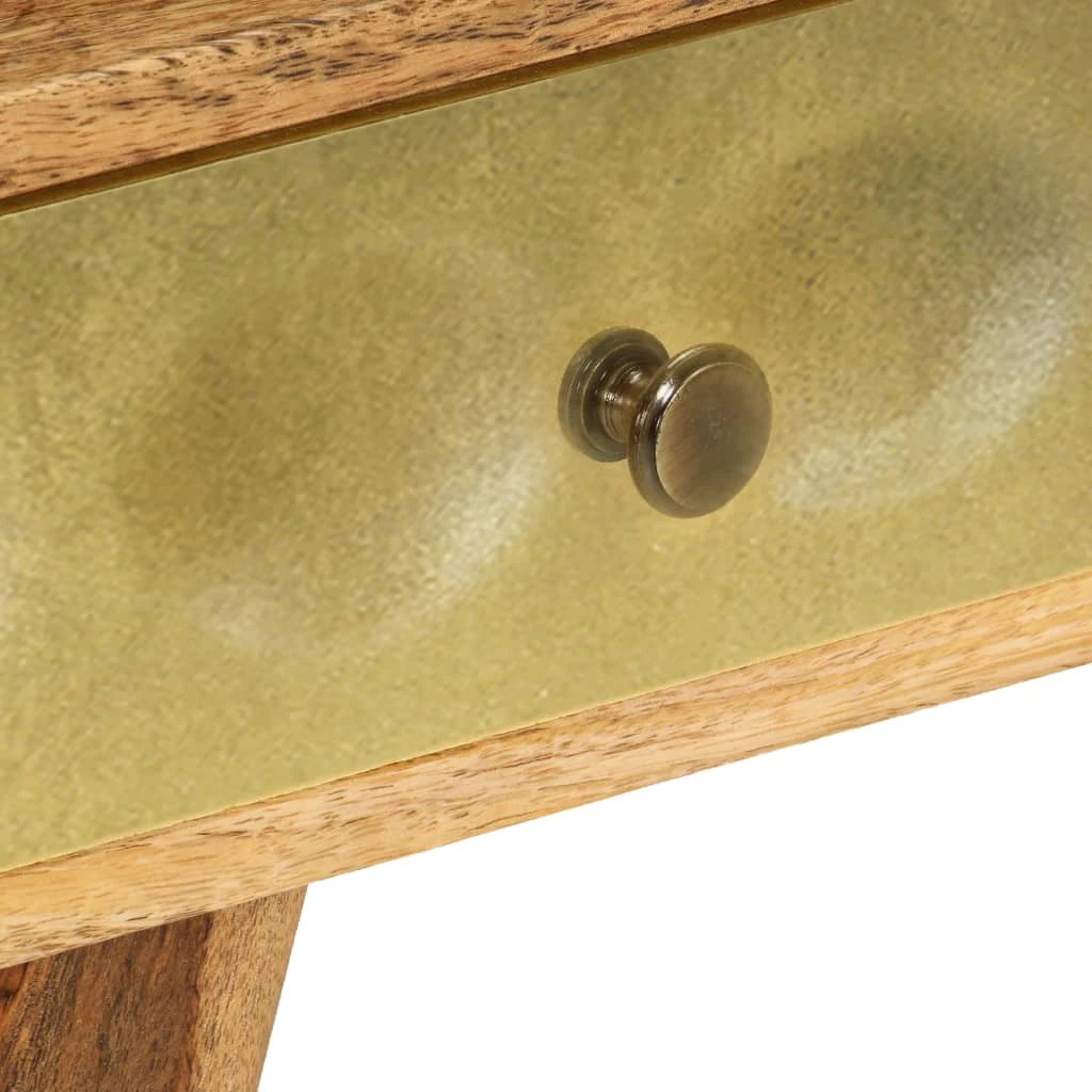 Quality Mango Wood Coffee Table 90x50x40 Cm with Gold Front Drawers for Retro Living Room by vidaXL