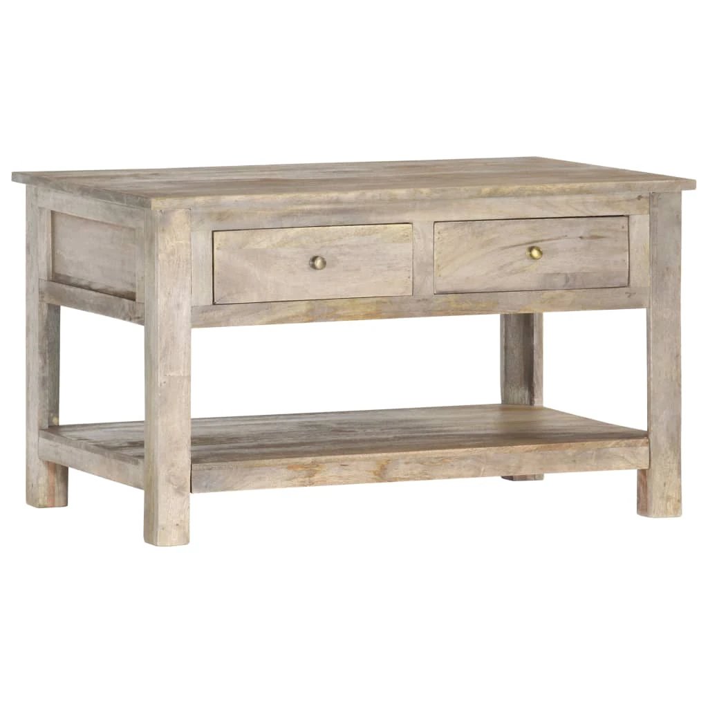 vidaXL vidaXL Coffee Table 82x52x47 cm Solid Mango Wood Antique Style For Rustic Living Room Decor - Coffee Table