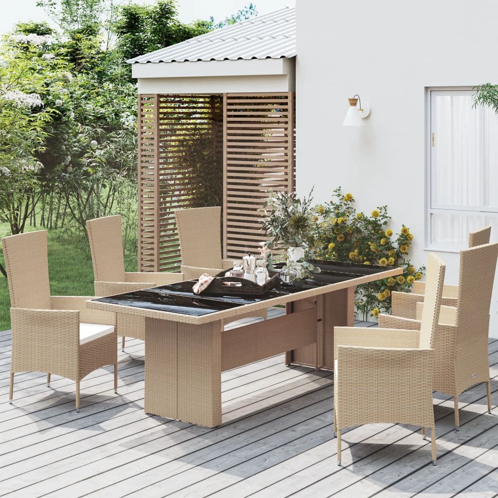 vidaXL Garden Table with Wooden Top Black Poly Rattan&Solid Wood Acacia by vidaXL
