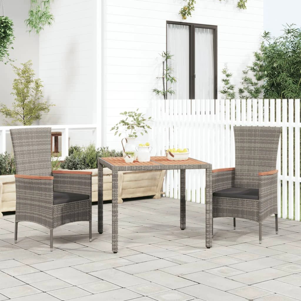 vidaXL vidaXL Garden Table with Wooden Top Black Poly Rattan&Solid Wood Acacia - Garden Table