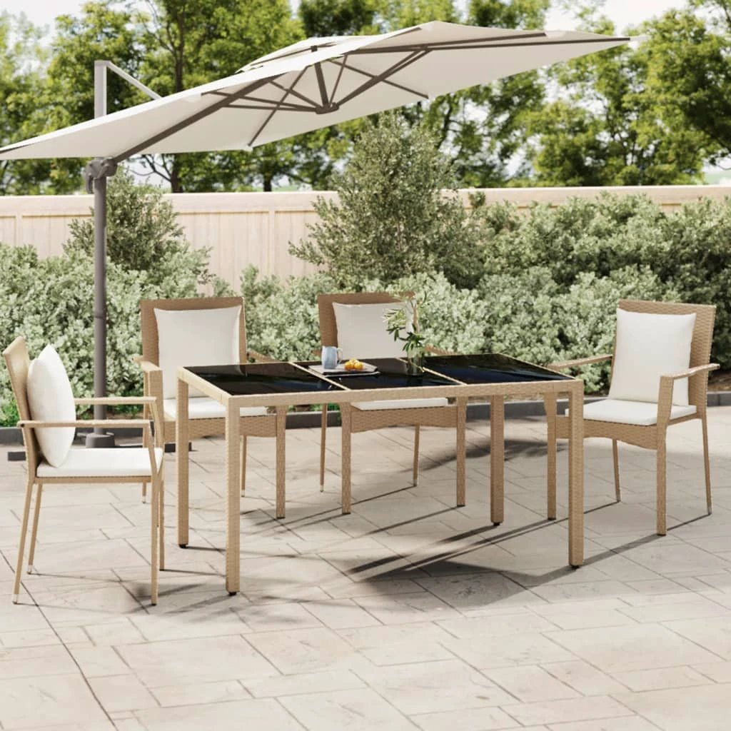 vidaXL Garden Table with Wooden Top Black Poly Rattan&Solid Wood Acacia by vidaXL