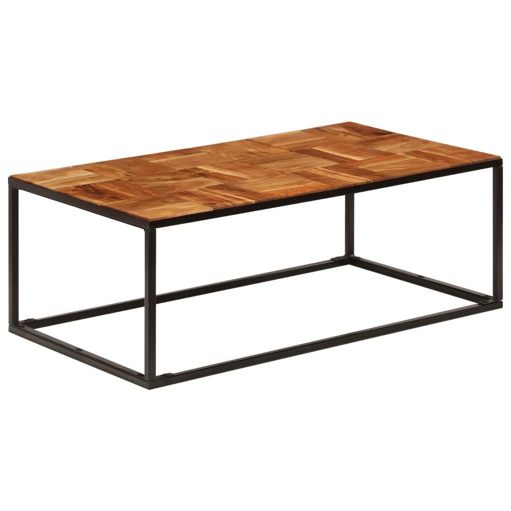 VidaXL Coffee Table 110x60x40 cm Solid Acacia Wood and Steel Construction Living Room by vidaXL