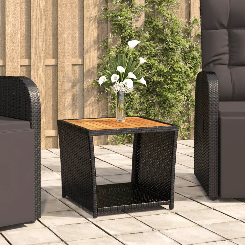 vidaXL vidaXL Coffee Table 45x45x40 cm Poly Rattan Glass Top Weather Resistant Outdoor Patio - Coffee Table