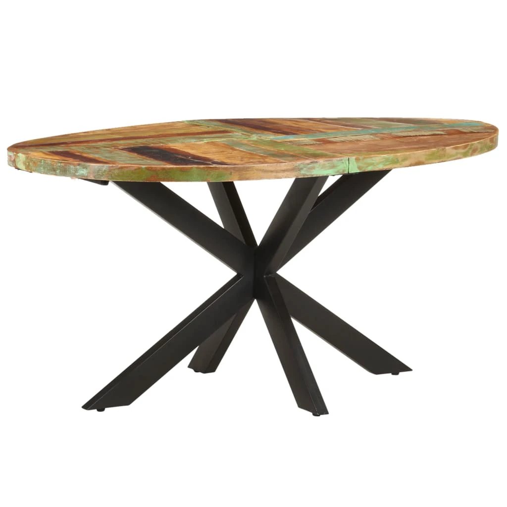 vidaXL VidaXL Dining Table 160x90x75 cm Rough Mango Wood Powder Coated Steel Base for Family Dining - Dining Table