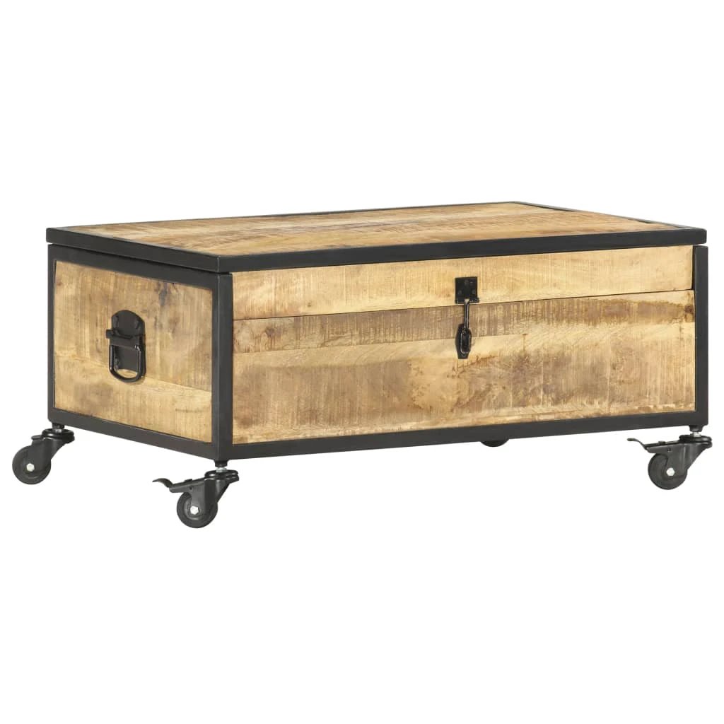 vidaXL vidaXL Coffee Table 70x50x33 cm Solid Mango Wood With Four Wheels For Living Room - Coffee Table