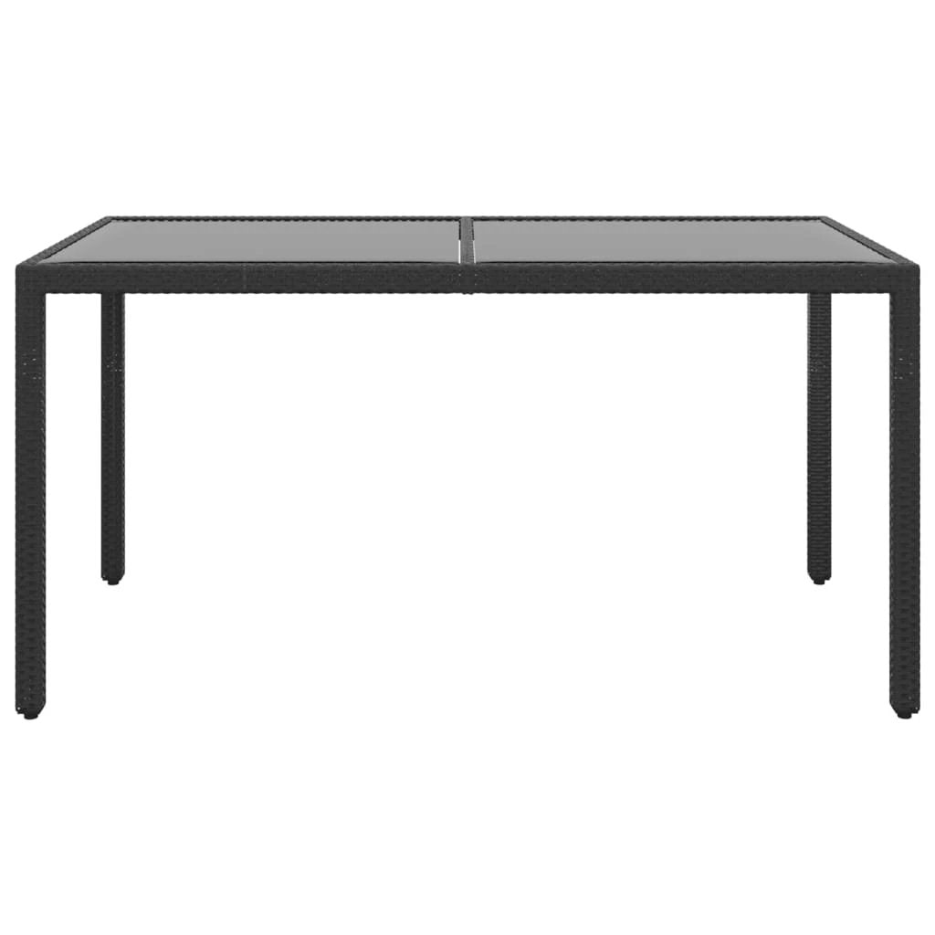 vidaXL Garden Table 150x90x75 cm Tempered Glass and Poly Rattan Black by vidaXL