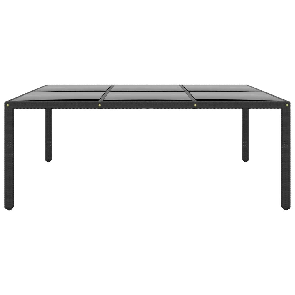 vidaXL vidaXL Garden Table 200x150x75 cm Tempered Glass and Poly Rattan Black - Garden Table