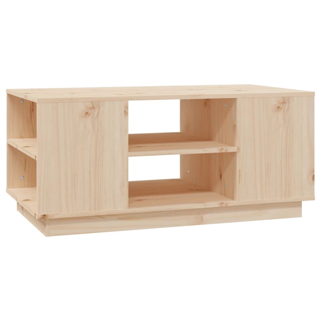 vidaXL VidaXL Coffee Table 90x49x40.5 cm Solid Pine Wood With Open Shelves For Living Room - Coffee Table