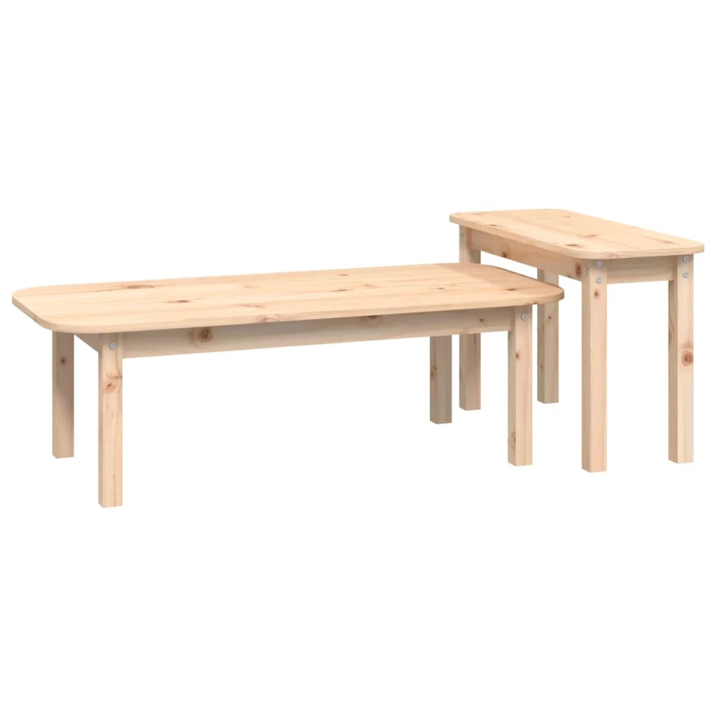 vidaXL vidaXL Two Piece Coffee Table Set Nesting Tables Solid Pine Wood Space Saving Living Room Decor - Coffee Table