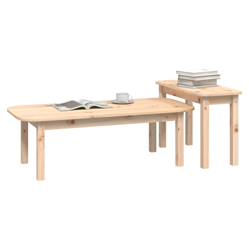 vidaXL vidaXL Two Piece Coffee Table Set Nesting Tables Solid Pine Wood Space Saving Living Room Decor - Coffee Table