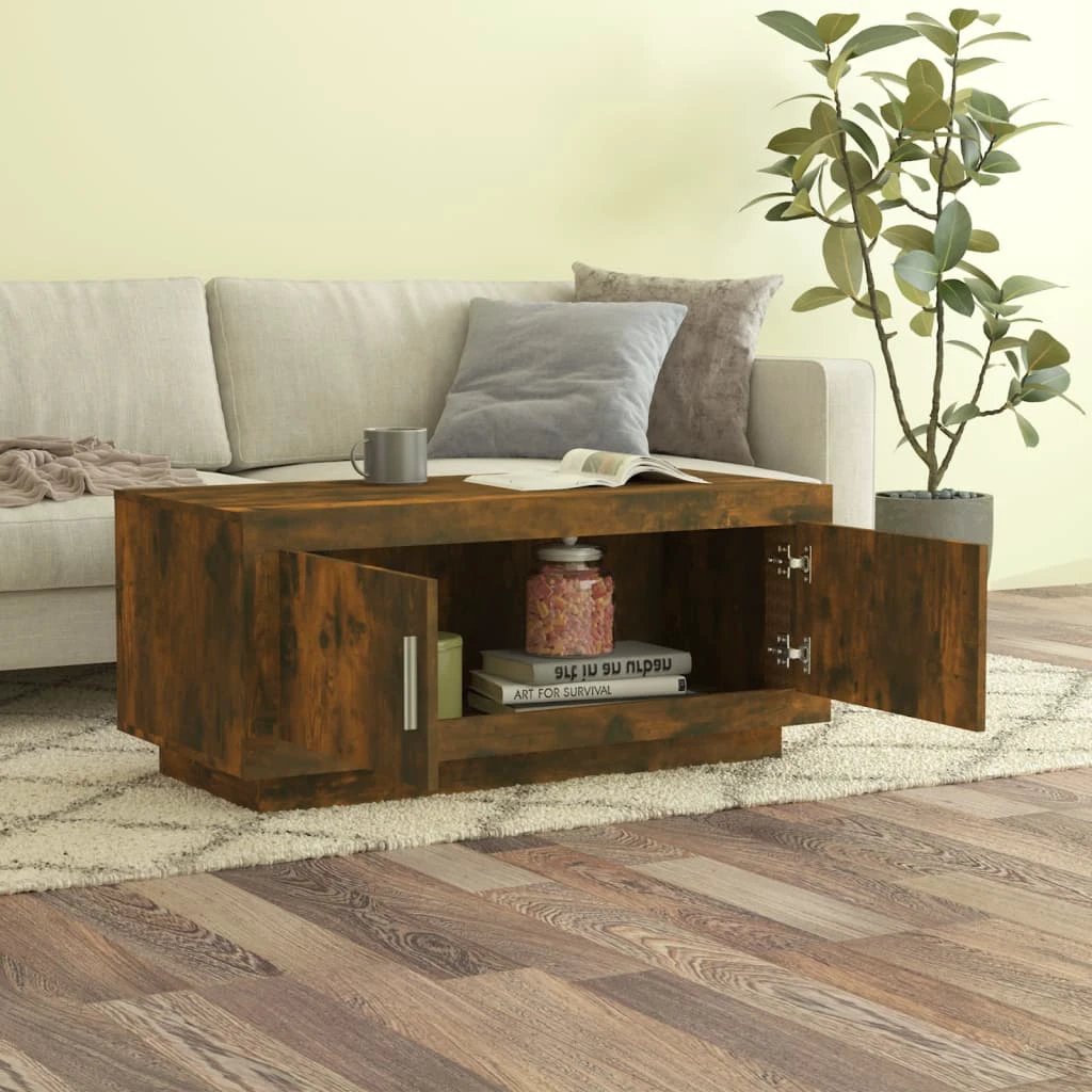 vidaXL Coffee Table 102x50x45 cm Smoked Oak Finish Engineered Wood For Living Room Decor by vidaXL
