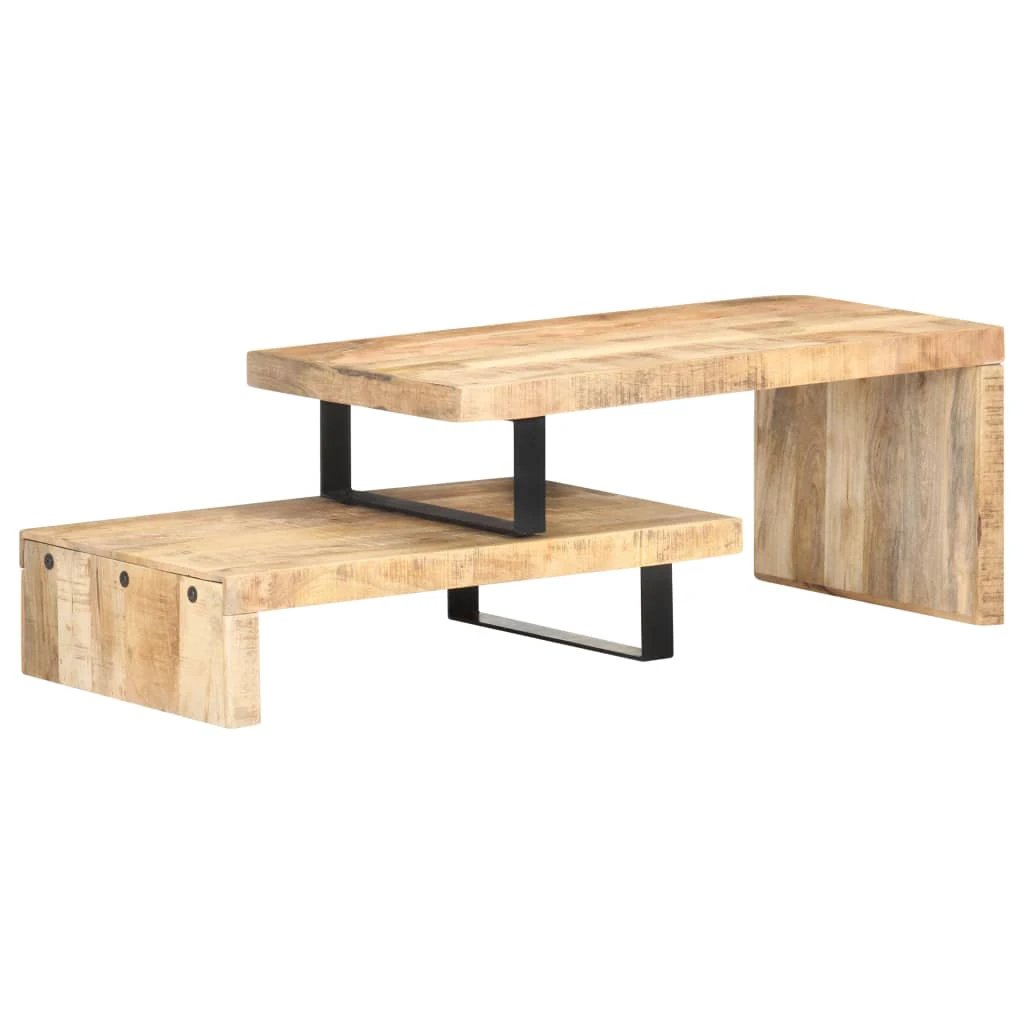 vidaXL Two Piece Coffee Table Set Solid Mango Wood Construction With Rustic Finish For Living Room Or Office by vidaXL