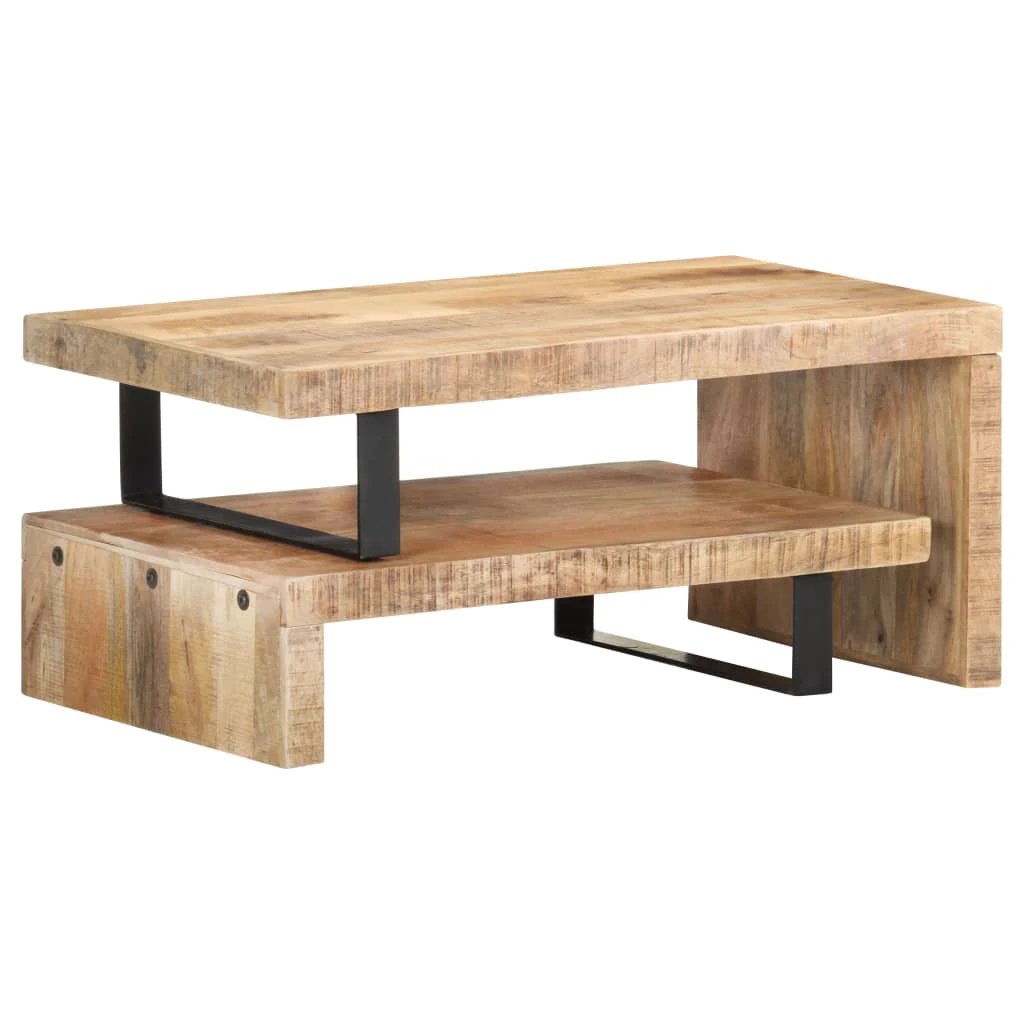 vidaXL Two Piece Coffee Table Set Solid Mango Wood Construction With Rustic Finish For Living Room Or Office by vidaXL